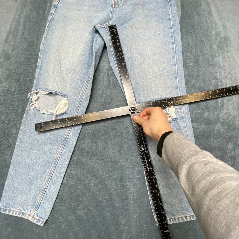 Topshop Jeans Womens 28x26.5 Blue Denim Travel High Rise Distressed Tapered Leg - Picture 8 of 10